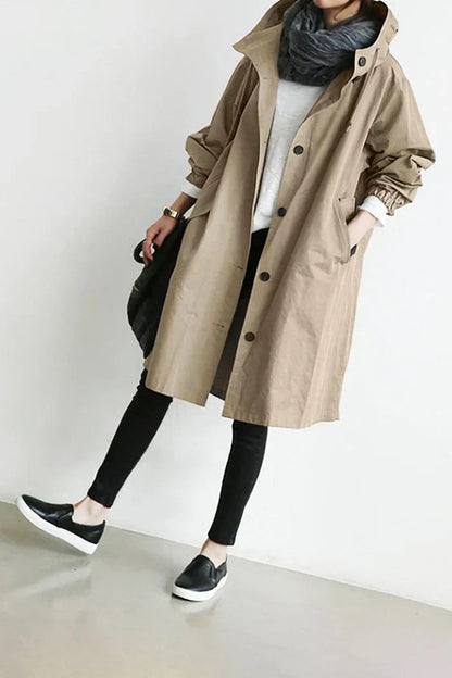 Women's Oversized Hooded Trench Coat Waterproof
