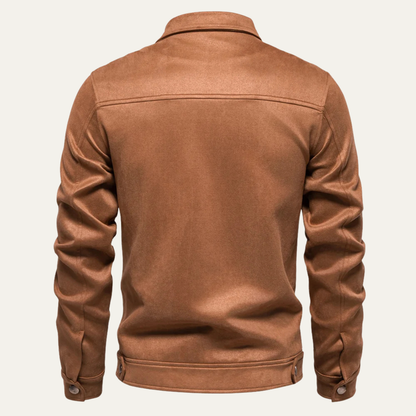 Men's Leather Biker Jacket Zip Up Black