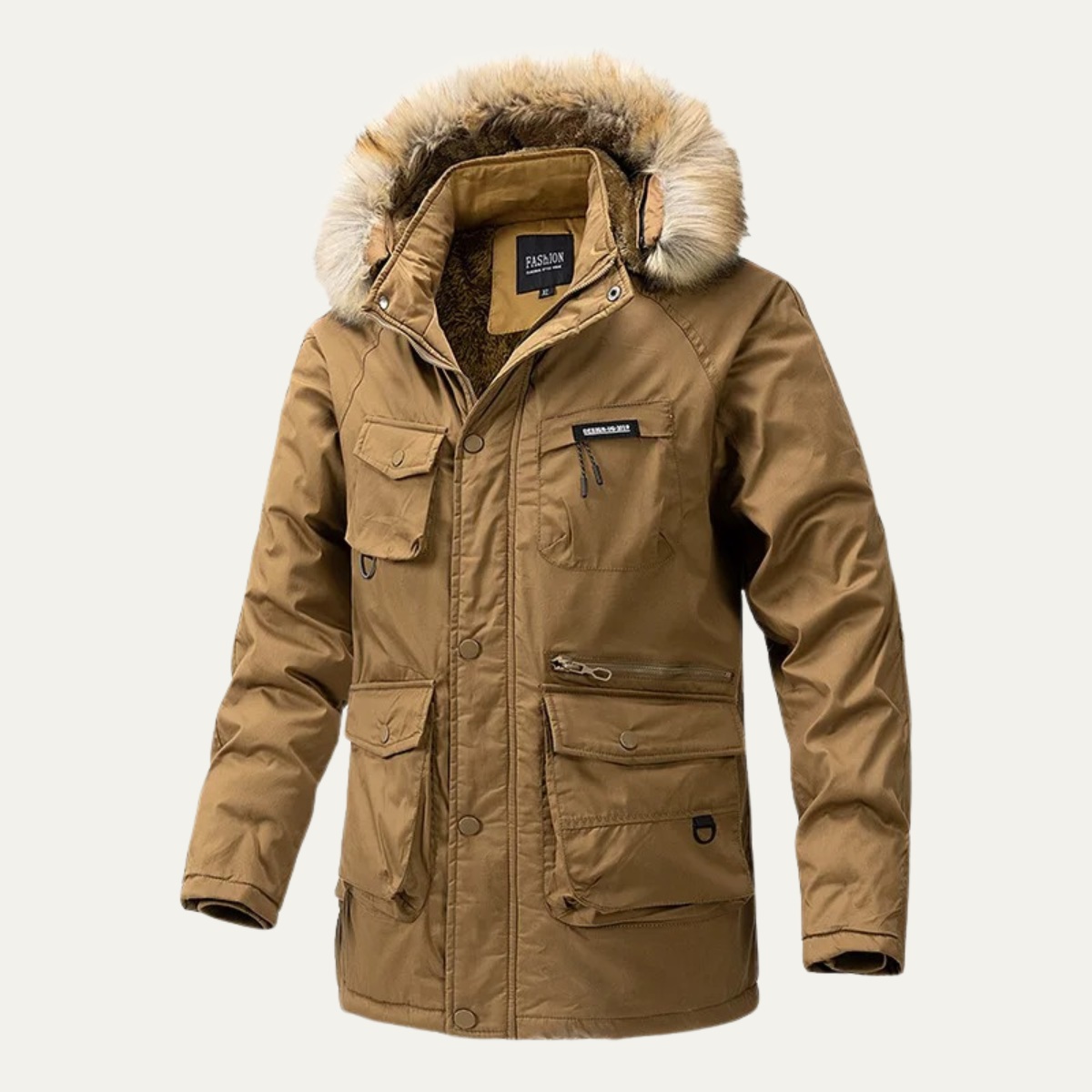 Men's Down Jacket Hooded Long Outdoor Multi Pocket