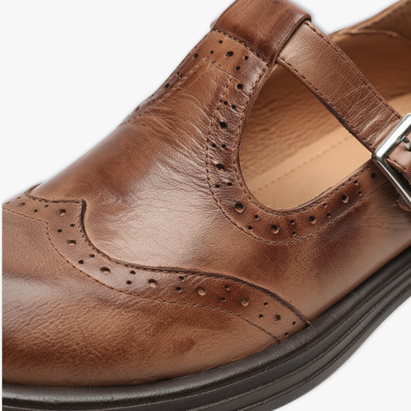 Women's Retro Brogue Leather Mary Jane Oxfords