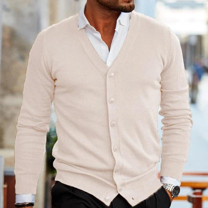 Men's V Neck Button Front Cardigan