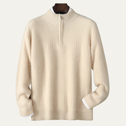 Valladolid Men's Knit Sweater Quarter Zip High Collar