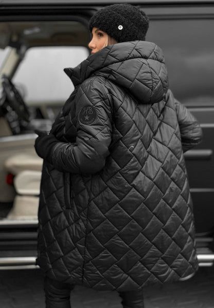 Women's Quilted Long Winter Coat With Hood