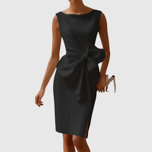 Women's Sleeveless Midi Dress Bow Detail - Fashinoza