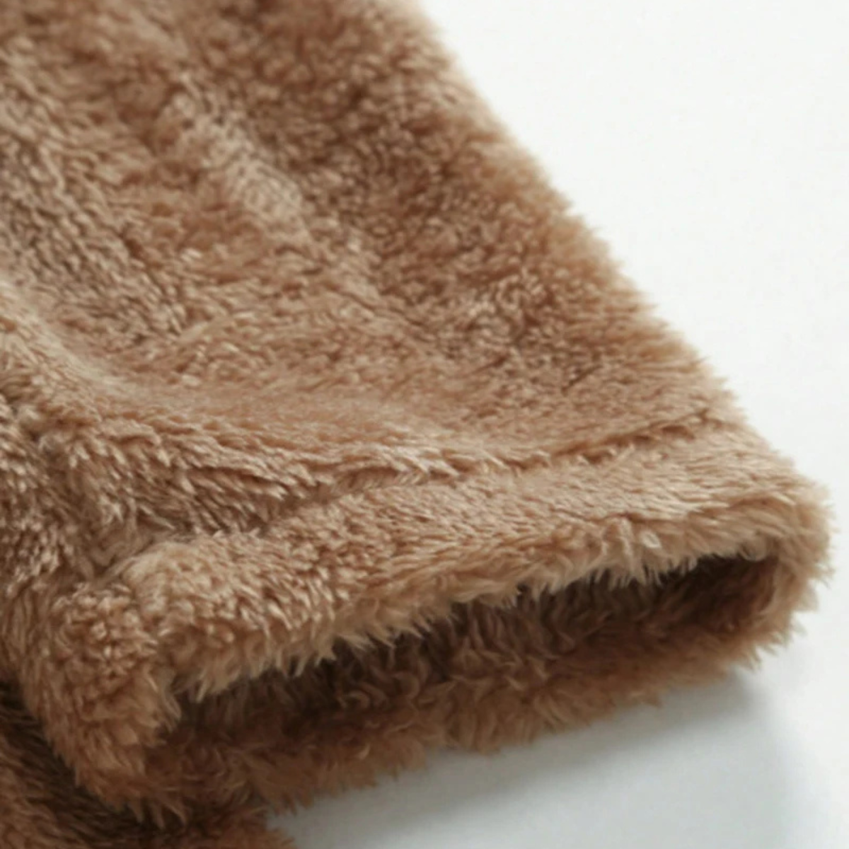 Men's Double Breasted Plush Winter Coat Brown
