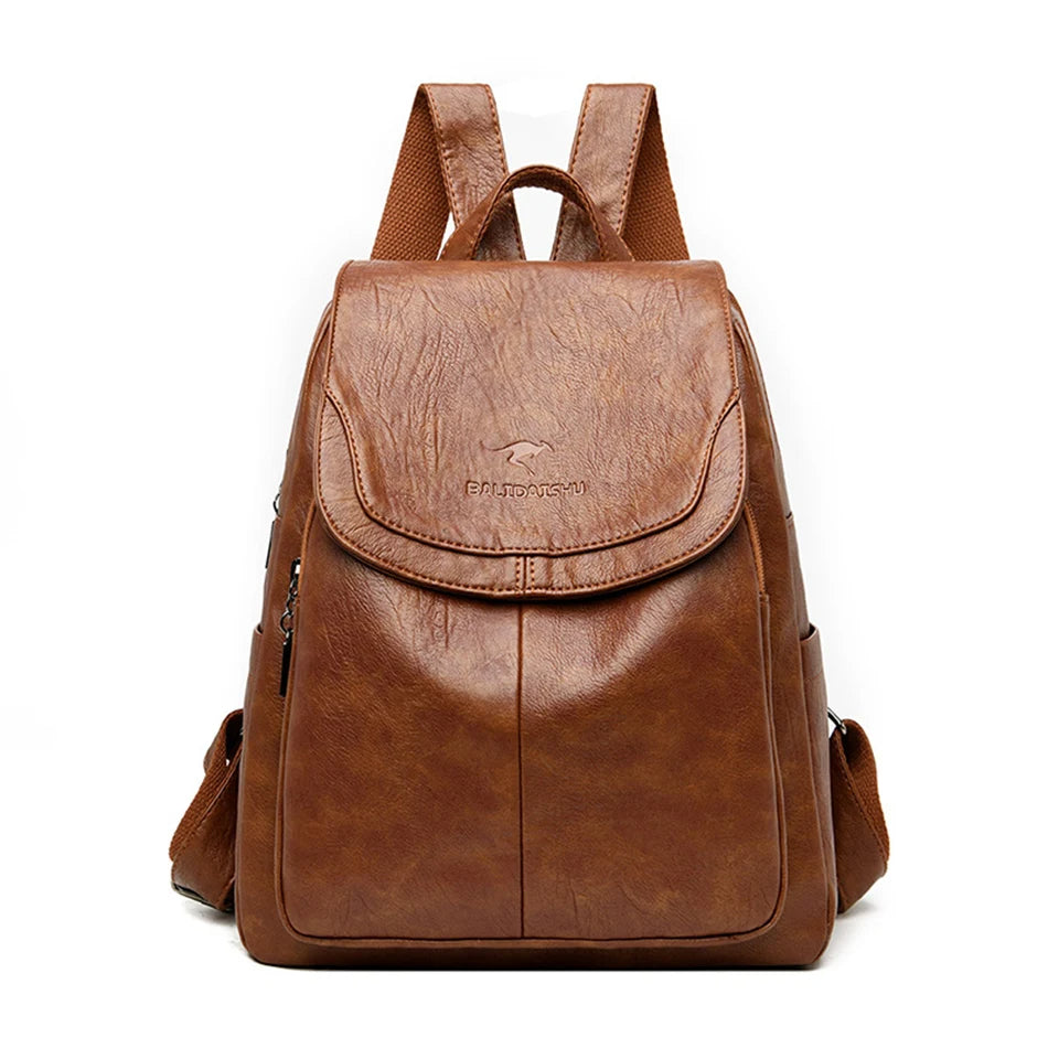 Women's Leather Anti-Theft Backpack - 
Fashinoza