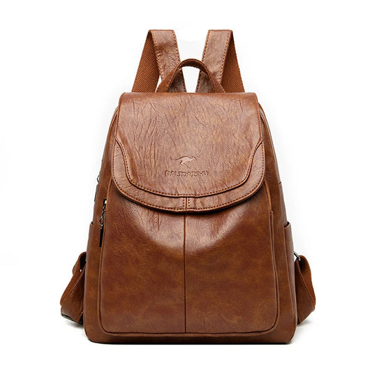 Women's Leather Anti-Theft Backpack - 
Fashinoza