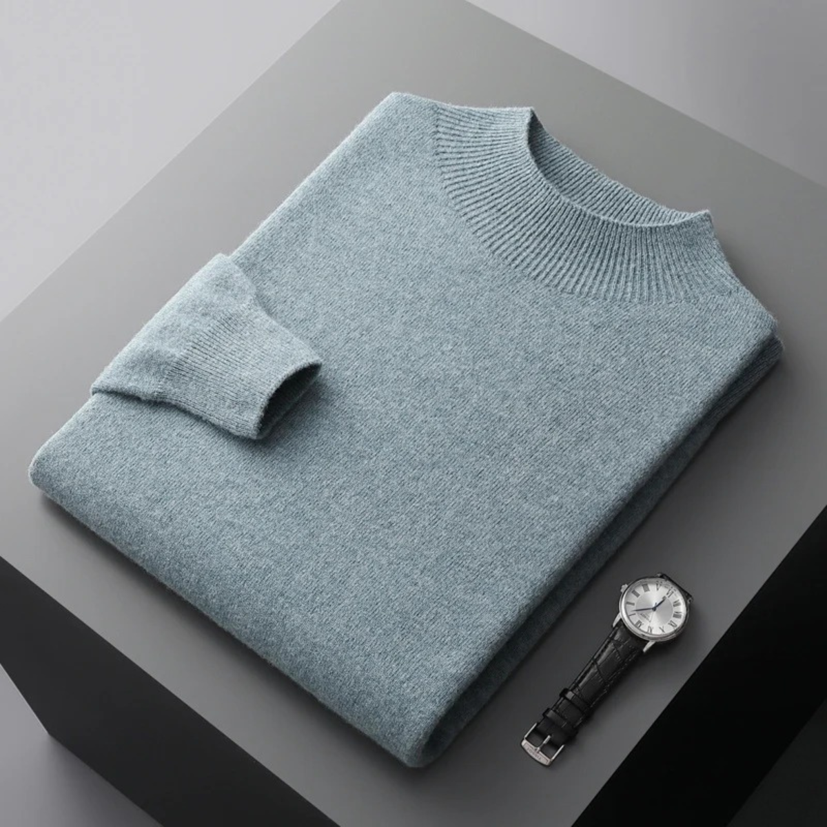Men's Mock Neck Knit Sweater Plain