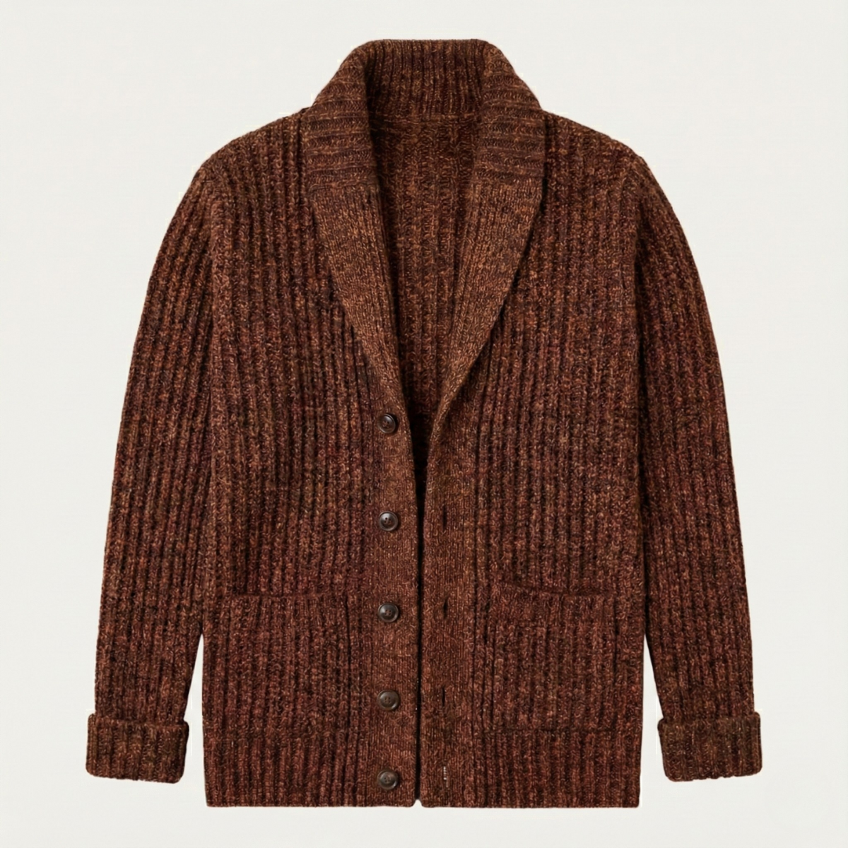 Men's Chunky Knit Cardigan Shawl Collar