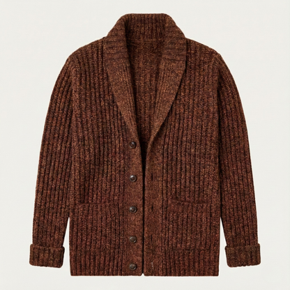 Men's Chunky Knit Cardigan Shawl Collar