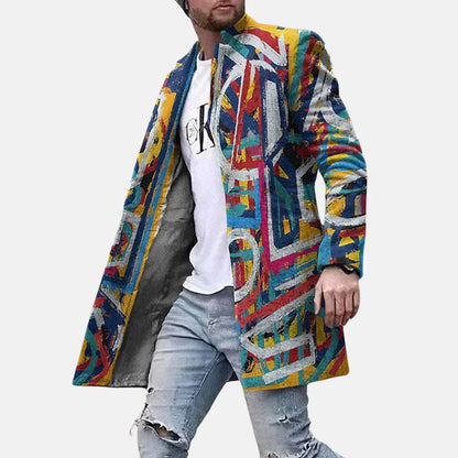 Men's Casual Street Print Jacket Adjustable