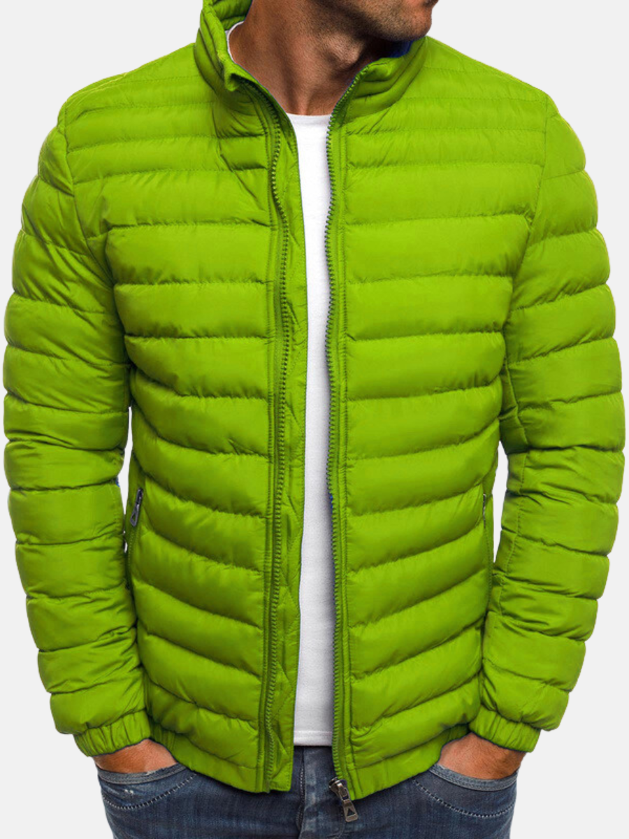 Men's Puffer Bomber Jacket Zip Closure Waterproof