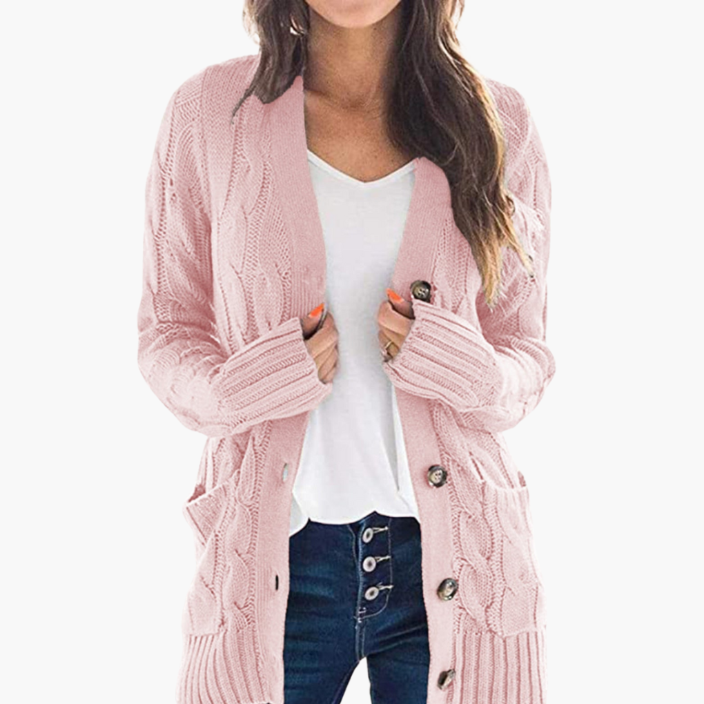 Women's Button Front Cardigan With Pockets