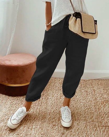 Linen Sweatpants Moisture Wicking Beige