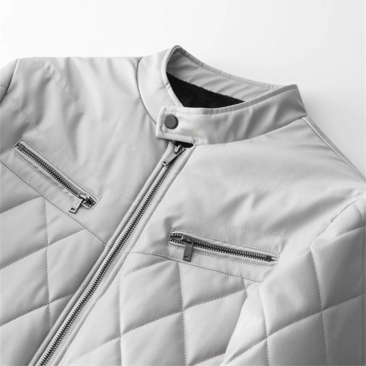 Hampton Men's Leather Biker Jacket Quilted