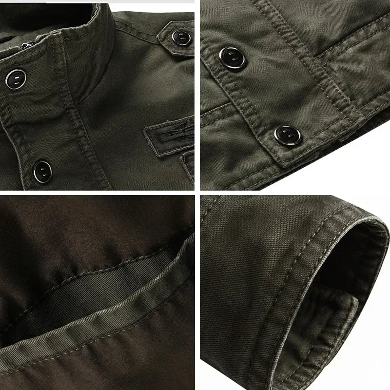 Men's Military Jacket Rugged Cotton Tan