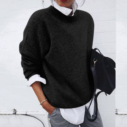 Women's Soft Knit Sweater Round Neck Relaxed Fit