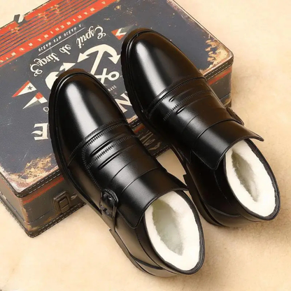 Men's Leather Snow Boots Insulated Fleece Lined Waterproof