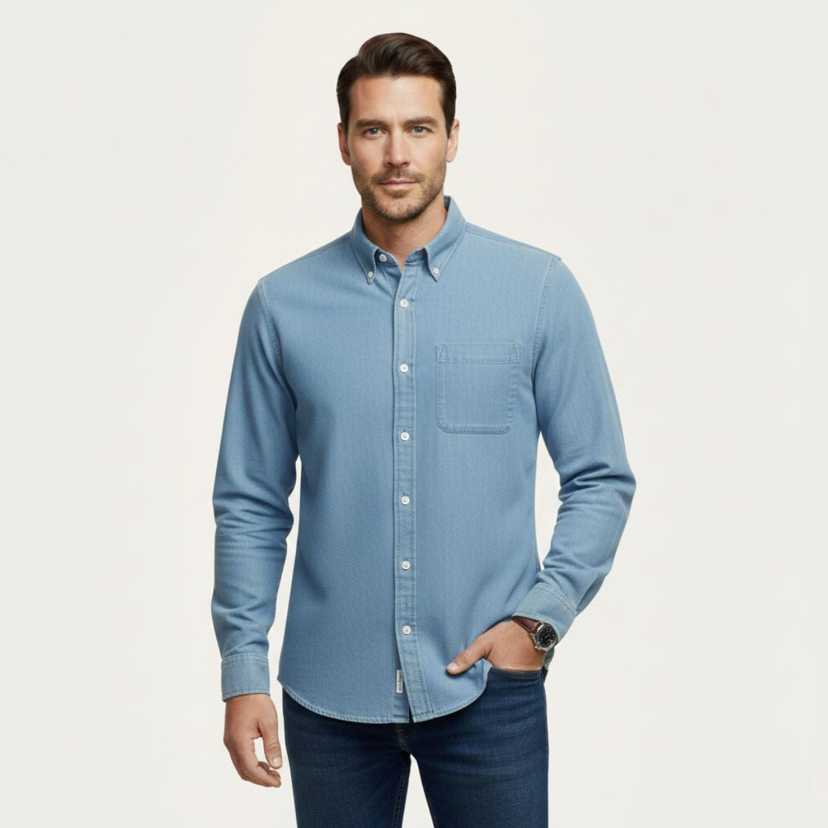 Men's Casual Denim Shirt Blue