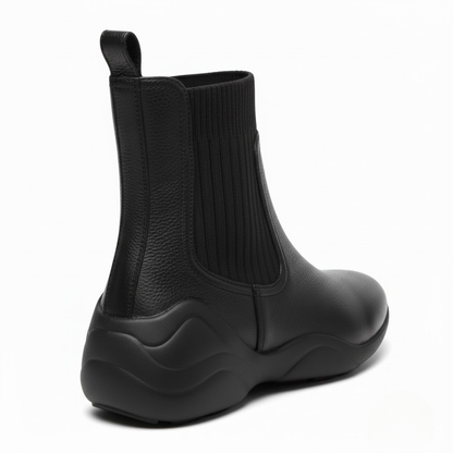 New Women's Soft Leather Stretch Sock Boots Autumn Winter Flexible Chelsea Fashion Boots