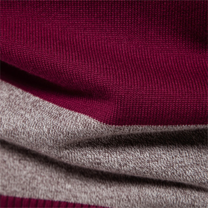 Men's Cotton Striped Polo Sweater