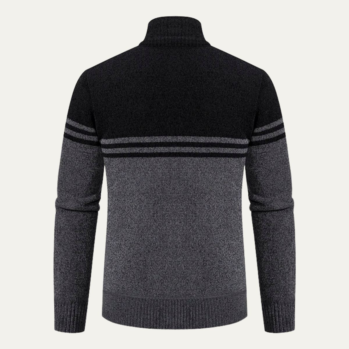 Men's Striped Fleece Lined Knit Sweater Jacket