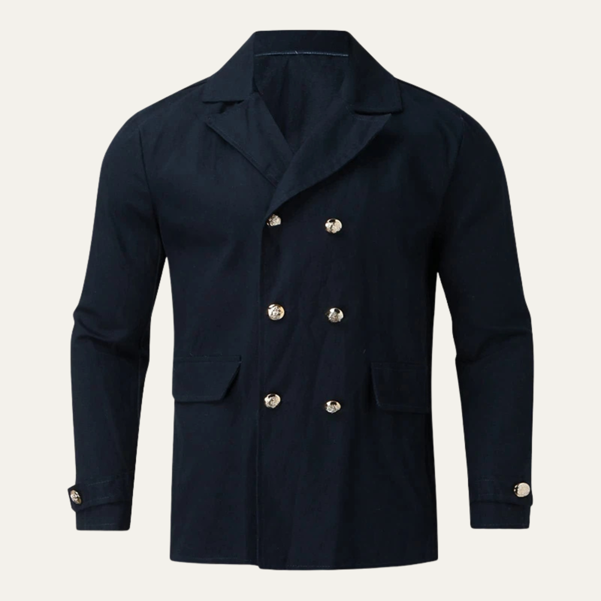 Winchester Men's Double Breasted Peacoat Lapel Casual Wool Navy - Fashinoza