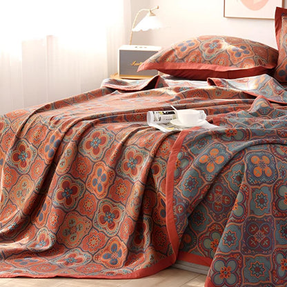 Cotton Reversible Coverlet Embroidery White