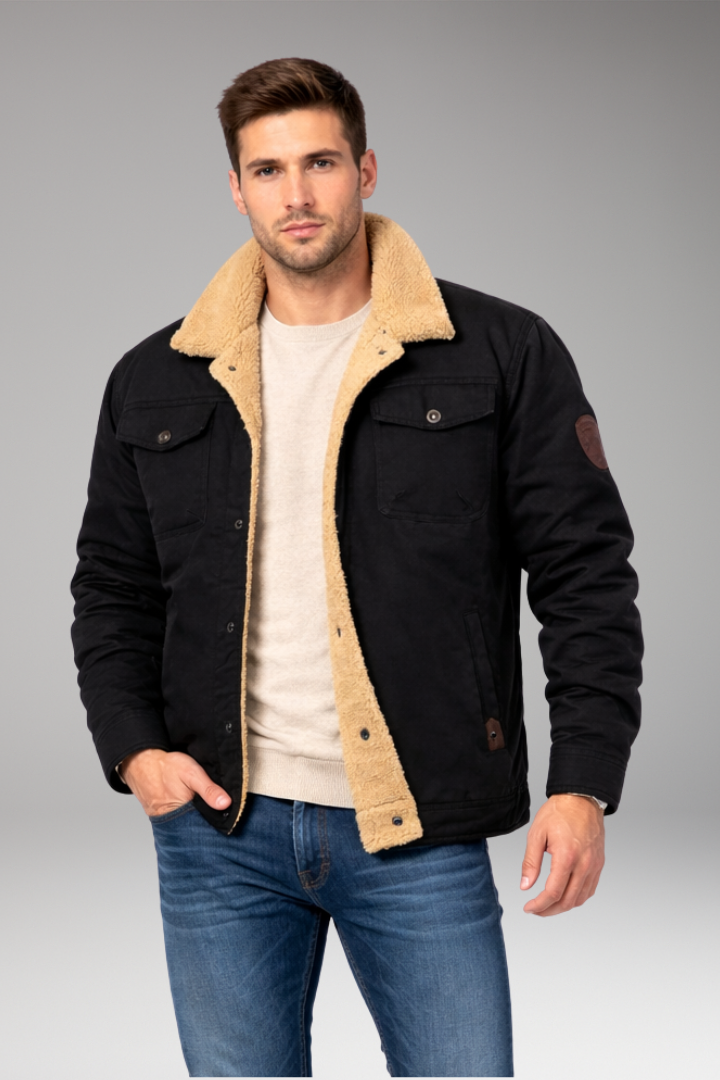 Men's Sherpa Jacket Button Closure