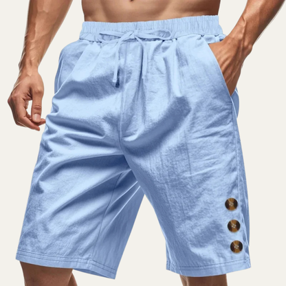 Men's Casual Drawstring Shorts Button Detail Summer