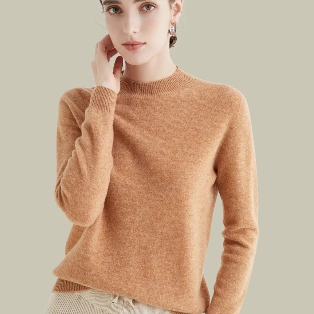 Emma | Women’s Blush Minimal Mock Neck Pullover