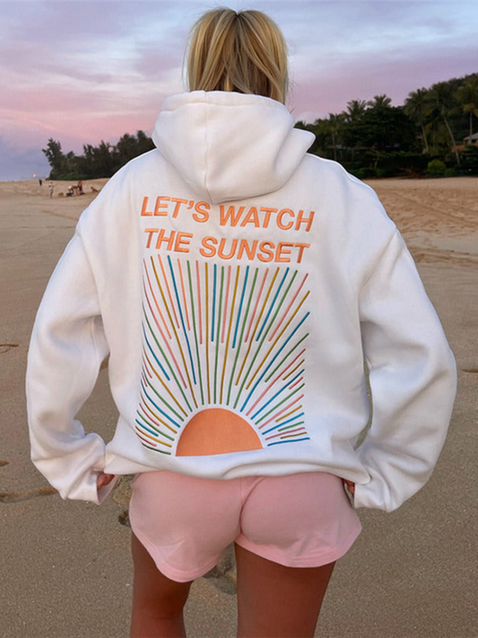 Women's Cozy Hoodie Sunset Colors Casual Outerwear - Fashinoza