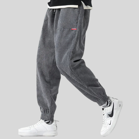 Men's Corduroy Wide Leg Joggers Relaxed Fit - Fashinoza