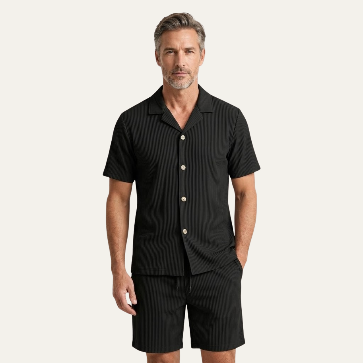 Men's Ribbed Summer Set Shirt And Shorts
