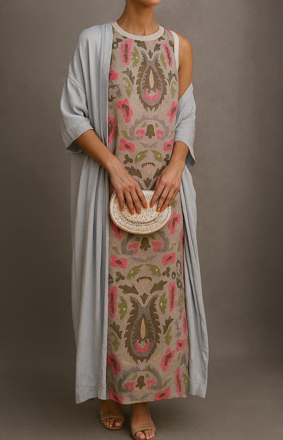Women's Long Dress And Coat Set