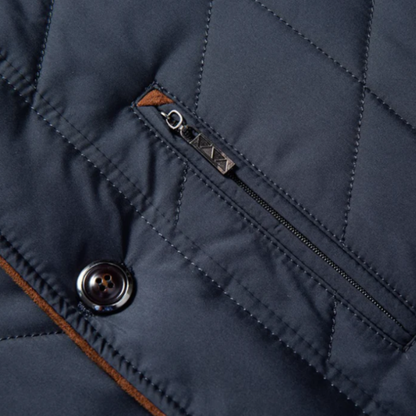 Men's Quilted Padded Winter Jacket Velvet Collar