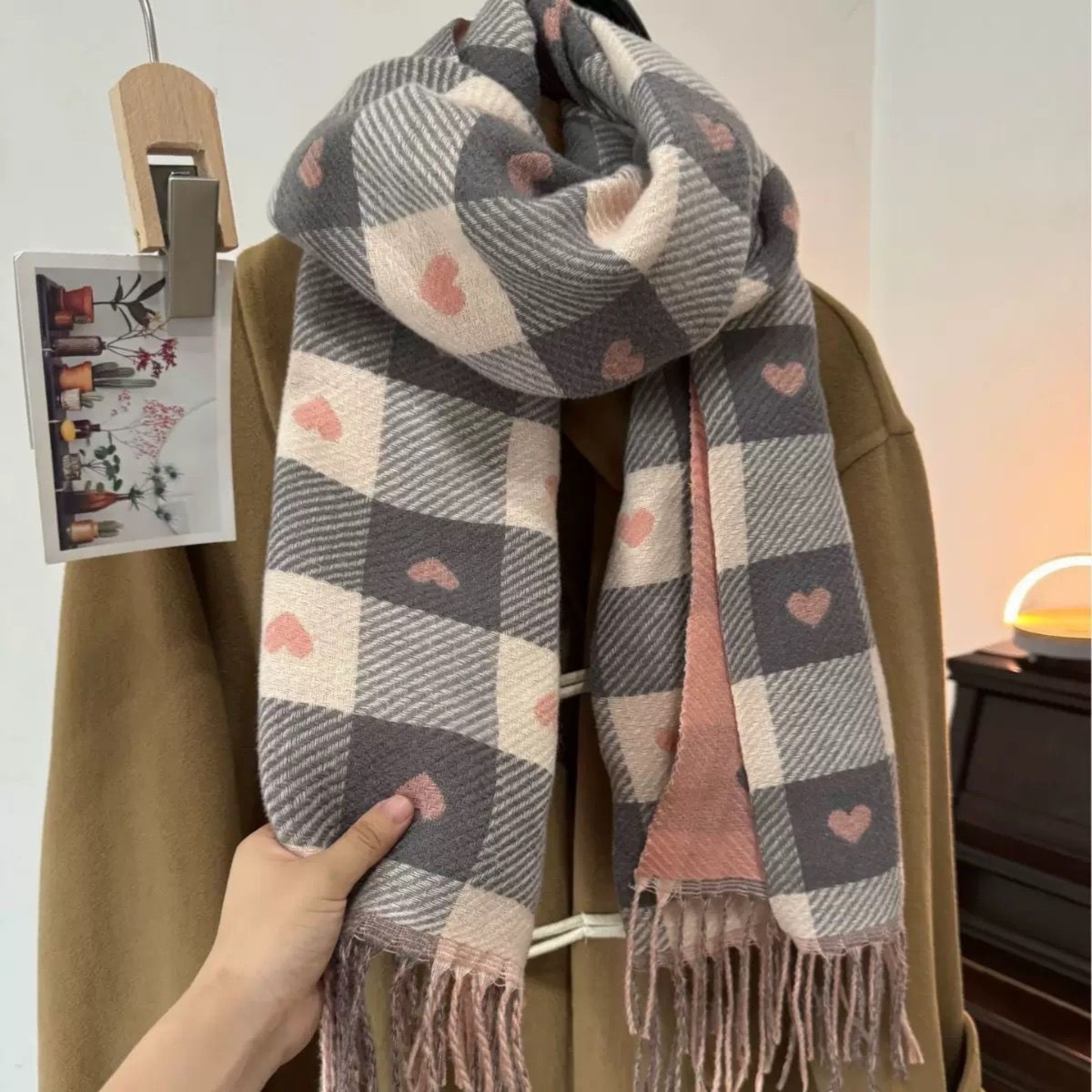 Comfy Plaid Tassel Scarf Soft Warm Double Sided