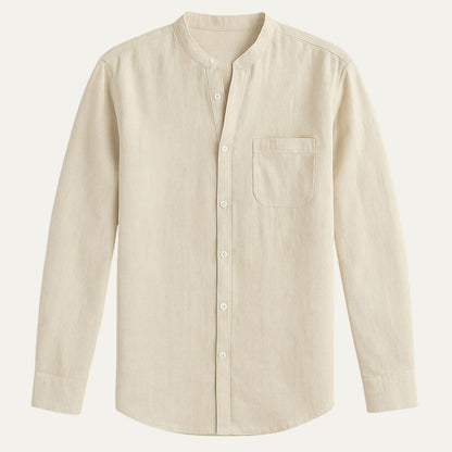 Men's Linen Long Sleeve Shirt - Fashinoza