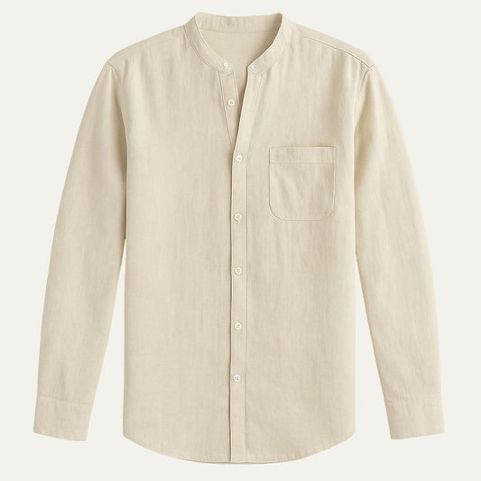 Men's Linen Long Sleeve Shirt - Fashinoza
