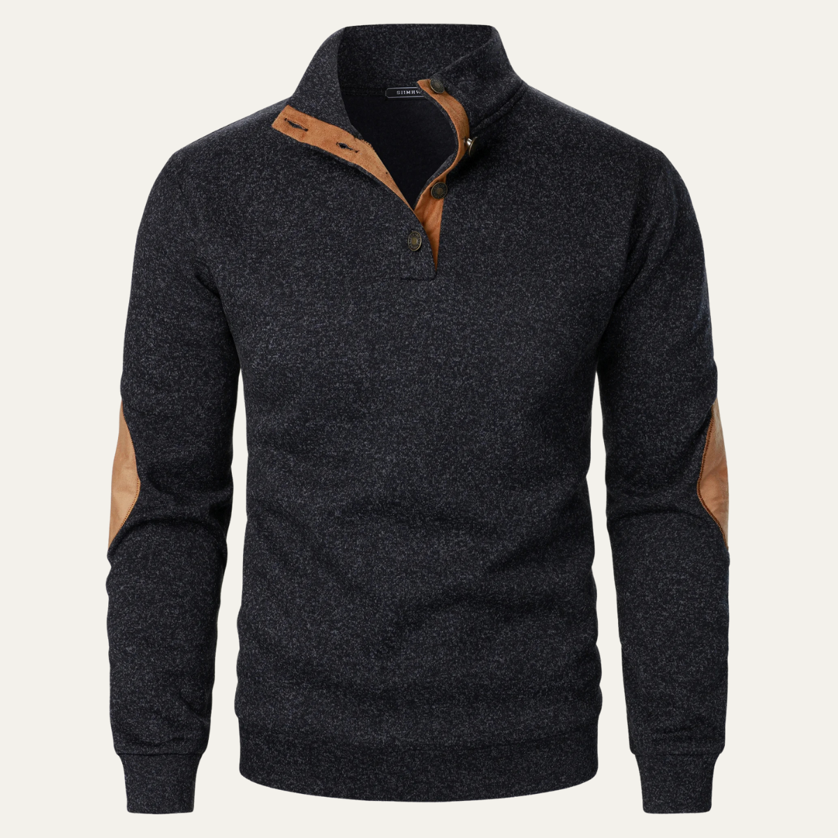 Men's Fleece Sweater Suede Elbow Patches - Fashinoza