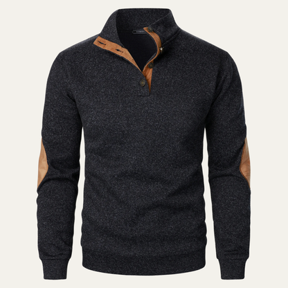 Men's Fleece Sweater Suede Elbow Patches - Fashinoza
