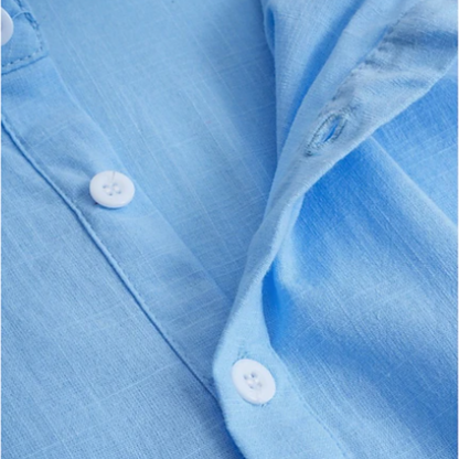 Men's Linen Casual Button Up Shirt Breathable Beige