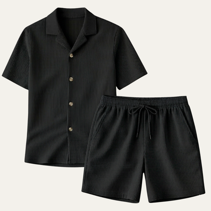 Men's Ribbed Summer Set Shirt And Shorts