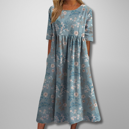 Women's Loose Fit Short Sleeve Midi Dress