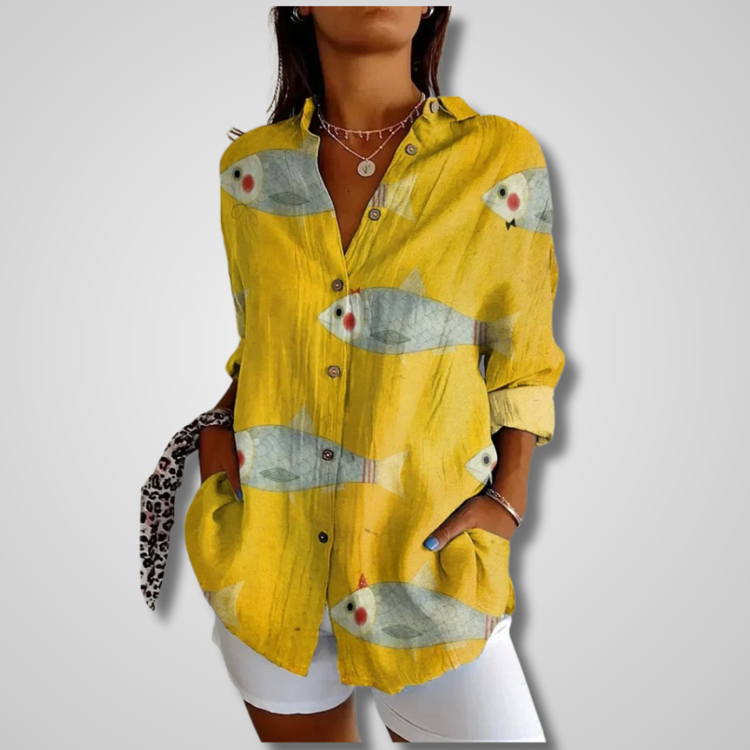 Women's Printed Button-Down Blouse