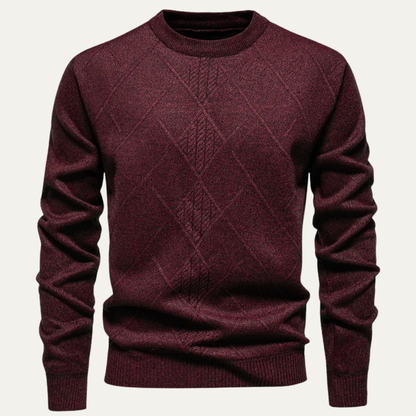 Men's Diamond Pattern Crew Neck Sweater Warm Knit