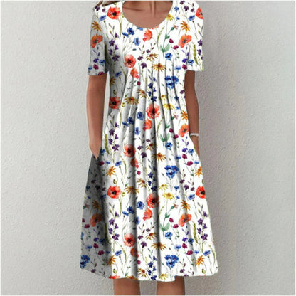 Women's Floral Pleated Dress - Fashinoza
