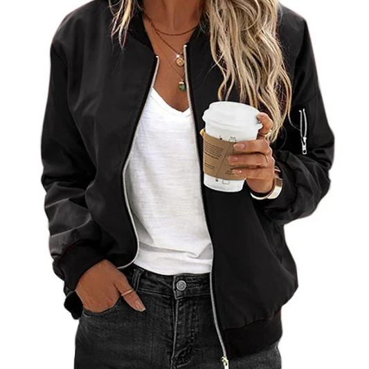 Women's Long Sleeved Bomber Jacket Lightweight - Fashinoza