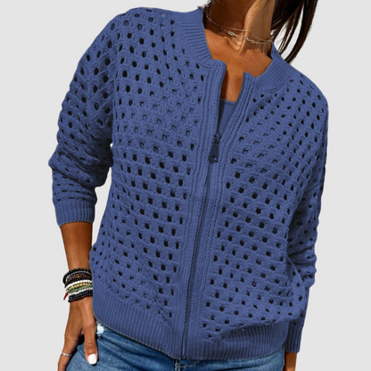Breezy Zip-Front Knit Cardigan