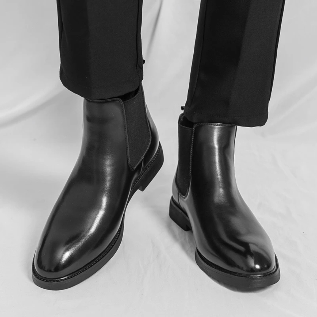 Men's Chelsea Ankle Boots Pointed Toe Black